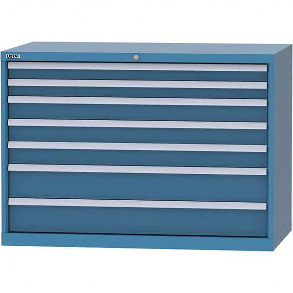 LISTA - 7 Drawer, 99 Compartment Bright Blue Steel Modular Storage Cabinet - Exact Tooling
