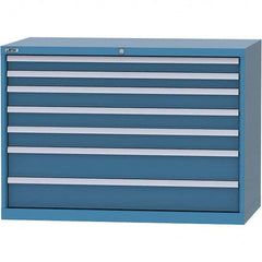 LISTA - 7 Drawer, 99 Compartment Bright Blue Steel Modular Storage Cabinet - Exact Tooling