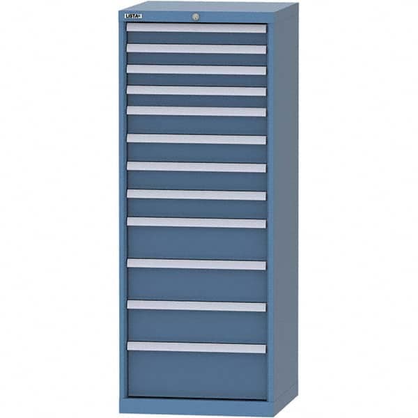 LISTA - 12 Drawer, 84 Compartment Bright Blue Steel Modular Storage Cabinet - Exact Tooling