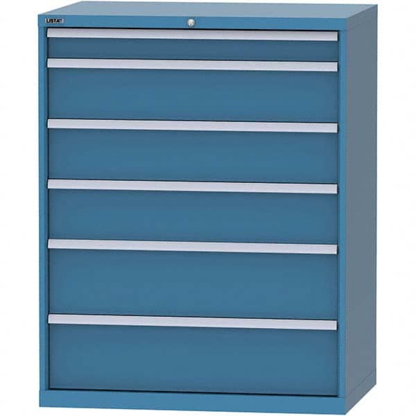 LISTA - 6 Drawer, 99 Compartment Bright Blue Steel Modular Storage Cabinet - Exact Tooling