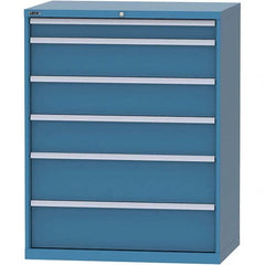 LISTA - 6 Drawer, 99 Compartment Bright Blue Steel Modular Storage Cabinet - Exact Tooling