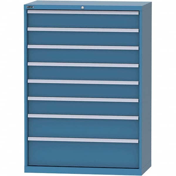 LISTA - 8 Drawer, 84 Compartment Bright Blue Steel Modular Storage Cabinet - Exact Tooling