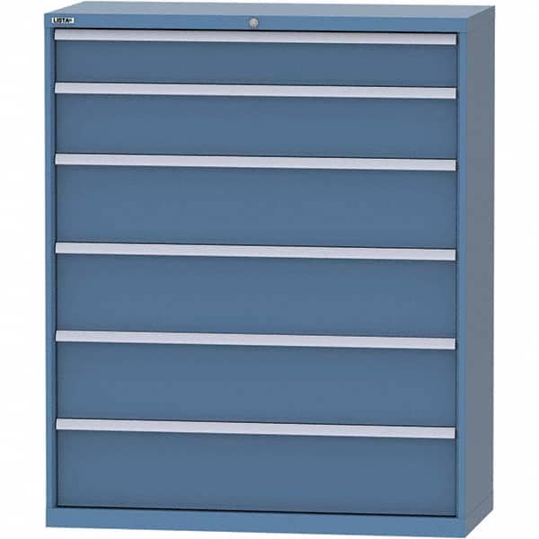 LISTA - 6 Drawer, 99 Compartment Bright Blue Steel Modular Storage Cabinet - Exact Tooling