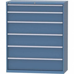 LISTA - 6 Drawer, 99 Compartment Bright Blue Steel Modular Storage Cabinet - Exact Tooling