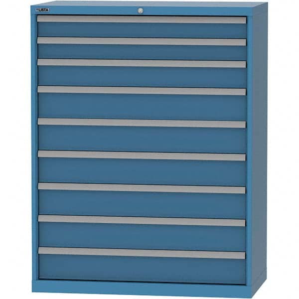LISTA - 9 Drawer, 84 Compartment Bright Blue Steel Modular Storage Cabinet - Exact Tooling