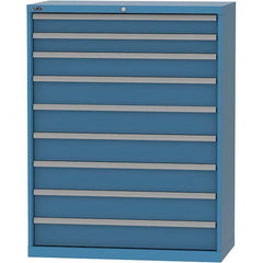 LISTA - 9 Drawer, 84 Compartment Bright Blue Steel Modular Storage Cabinet - Exact Tooling