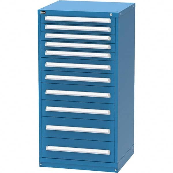 Vidmar - 11 Drawer, 60 Compartment Bright Blue Steel Modular Storage Cabinet - Exact Tooling