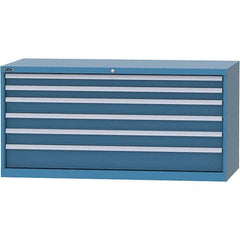 LISTA - 6 Drawer, 84 Compartment Bright Blue Steel Modular Storage Cabinet - Exact Tooling
