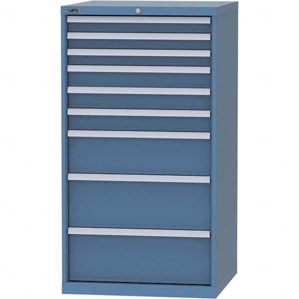 LISTA - 9 Drawer, 45 Compartment Bright Blue Steel Modular Storage Cabinet - Exact Tooling