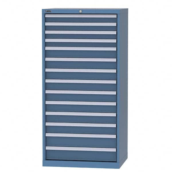 LISTA - 12 Drawer, 93 Compartment Bright Blue Steel Modular Storage Cabinet - Exact Tooling