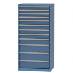 LISTA - 12 Drawer, 93 Compartment Bright Blue Steel Modular Storage Cabinet - Exact Tooling