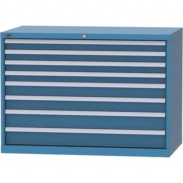 LISTA - 8 Drawer, 99 Compartment Bright Blue Steel Modular Storage Cabinet - Exact Tooling