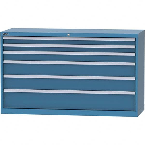 LISTA - 6 Drawer, 84 Compartment Bright Blue Steel Modular Storage Cabinet - Exact Tooling