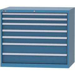 LISTA - 7 Drawer, 99 Compartment Bright Blue Steel Modular Storage Cabinet - Exact Tooling