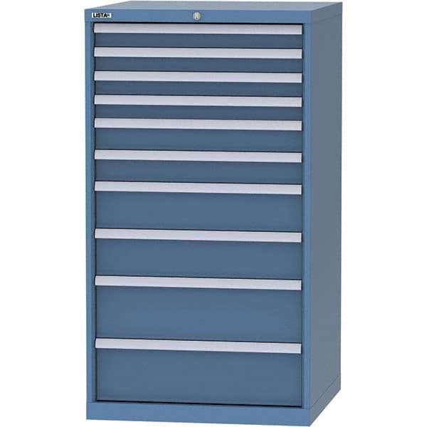LISTA - 10 Drawer, 45 Compartment Bright Blue Steel Modular Storage Cabinet - Exact Tooling