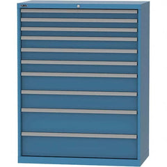 LISTA - 10 Drawer, 84 Compartment Bright Blue Steel Modular Storage Cabinet - Exact Tooling