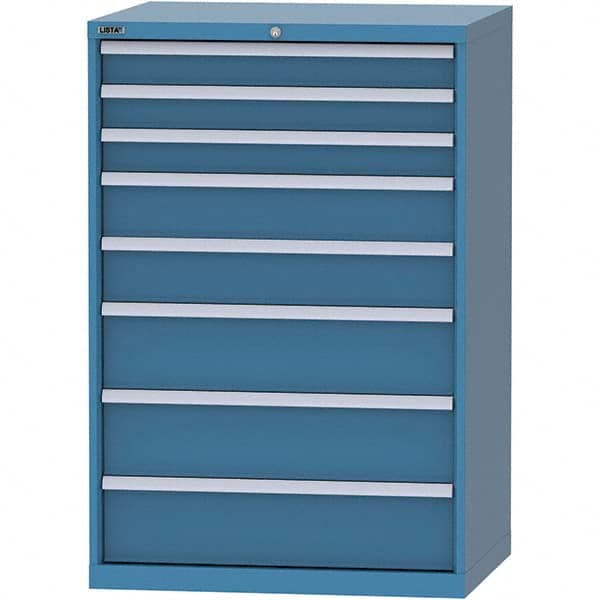 LISTA - 8 Drawer, 84 Compartment Bright Blue Steel Modular Storage Cabinet - Exact Tooling