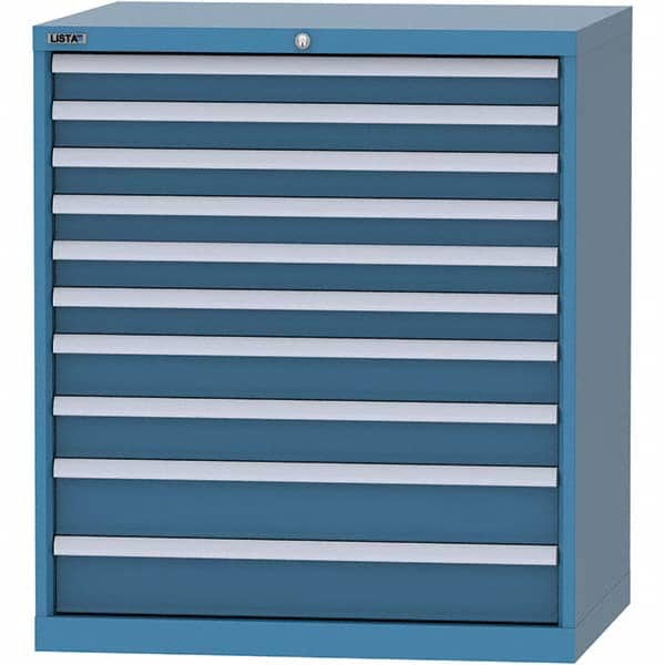 LISTA - 10 Drawer, 84 Compartment Bright Blue Steel Modular Storage Cabinet - Exact Tooling