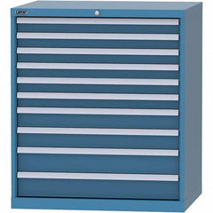 LISTA - 10 Drawer, 84 Compartment Bright Blue Steel Modular Storage Cabinet - Exact Tooling