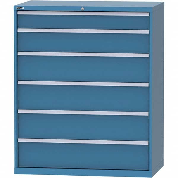 LISTA - 6 Drawer, 159 Compartment Bright Blue Steel Modular Storage Cabinet - Exact Tooling