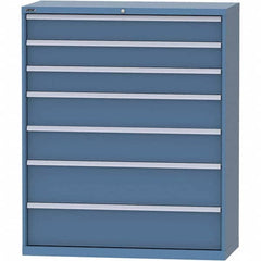 LISTA - 7 Drawer, 99 Compartment Bright Blue Steel Modular Storage Cabinet - Exact Tooling