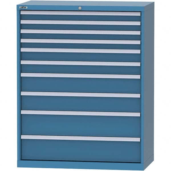 LISTA - 10 Drawer, 84 Compartment Bright Blue Steel Modular Storage Cabinet - Exact Tooling