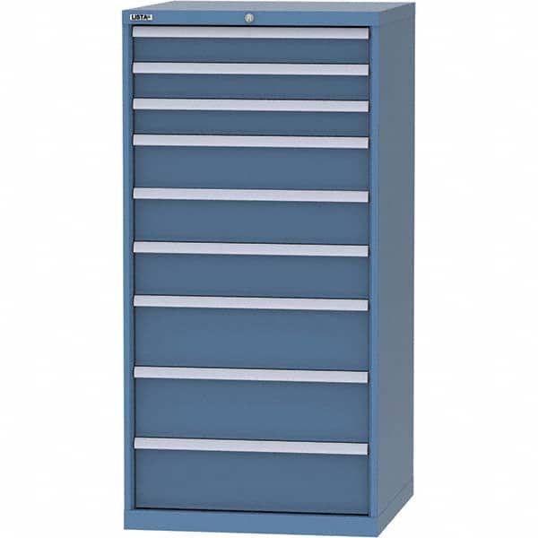 LISTA - 9 Drawer, 45 Compartment Bright Blue Steel Modular Storage Cabinet - Exact Tooling