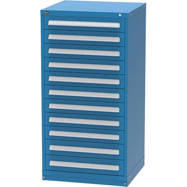 Vidmar - 11 Drawer, 344 Compartment Bright Blue Steel Modular Storage Cabinet - Exact Tooling