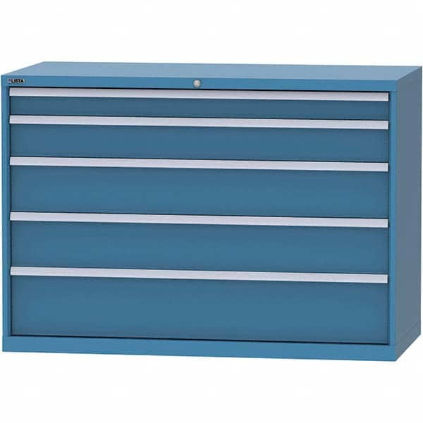 LISTA - 5 Drawer, 84 Compartment Bright Blue Steel Modular Storage Cabinet - Exact Tooling