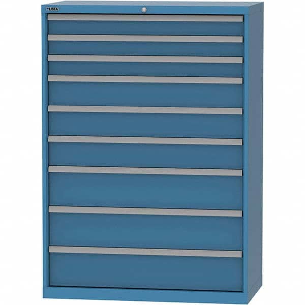 LISTA - 9 Drawer, 84 Compartment Bright Blue Steel Modular Storage Cabinet - Exact Tooling