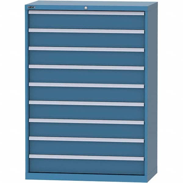 LISTA - 9 Drawer, 84 Compartment Bright Blue Steel Modular Storage Cabinet - Exact Tooling