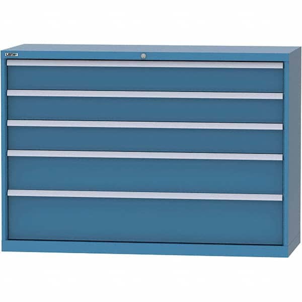 LISTA - 5 Drawer, 84 Compartment Bright Blue Steel Modular Storage Cabinet - Exact Tooling
