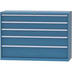 LISTA - 5 Drawer, 84 Compartment Bright Blue Steel Modular Storage Cabinet - Exact Tooling