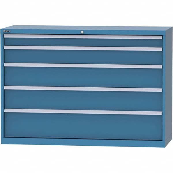 LISTA - 5 Drawer, 84 Compartment Bright Blue Steel Modular Storage Cabinet - Exact Tooling