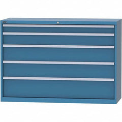 LISTA - 5 Drawer, 84 Compartment Bright Blue Steel Modular Storage Cabinet - Exact Tooling