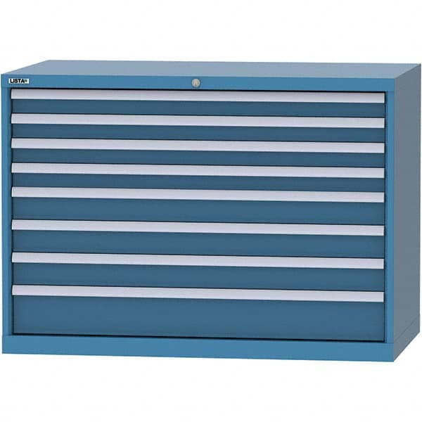 LISTA - 8 Drawer, 99 Compartment Bright Blue Steel Modular Storage Cabinet - Exact Tooling