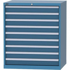 LISTA - 9 Drawer, 84 Compartment Bright Blue Steel Modular Storage Cabinet - Exact Tooling