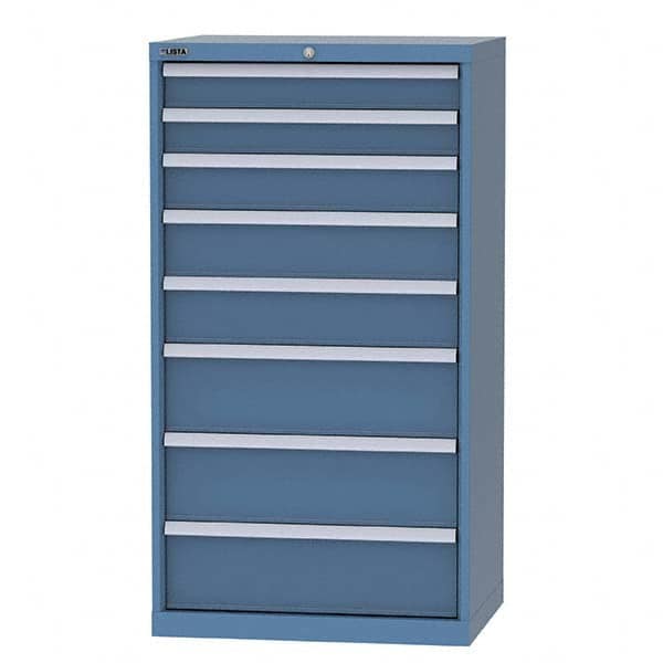 LISTA - 13 Drawer, 124 Compartment Bright Blue Steel Modular Storage Cabinet - Exact Tooling
