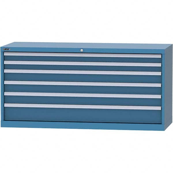 LISTA - 6 Drawer, 84 Compartment Bright Blue Steel Modular Storage Cabinet - Exact Tooling