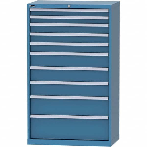 LISTA - 10 Drawer, 84 Compartment Bright Blue Steel Modular Storage Cabinet - Exact Tooling