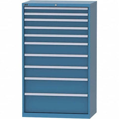 LISTA - 10 Drawer, 84 Compartment Bright Blue Steel Modular Storage Cabinet - Exact Tooling