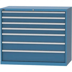 LISTA - 7 Drawer, 99 Compartment Bright Blue Steel Modular Storage Cabinet - Exact Tooling