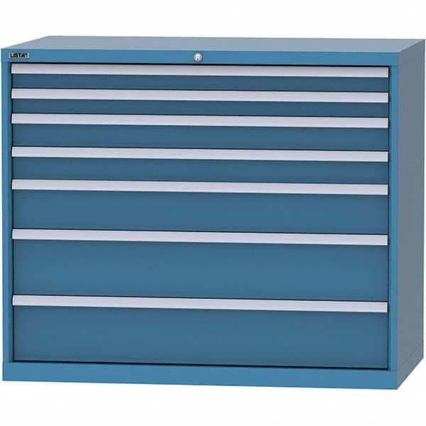 LISTA - 7 Drawer, 99 Compartment Bright Blue Steel Modular Storage Cabinet - Exact Tooling