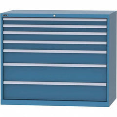 LISTA - 7 Drawer, 99 Compartment Bright Blue Steel Modular Storage Cabinet - Exact Tooling