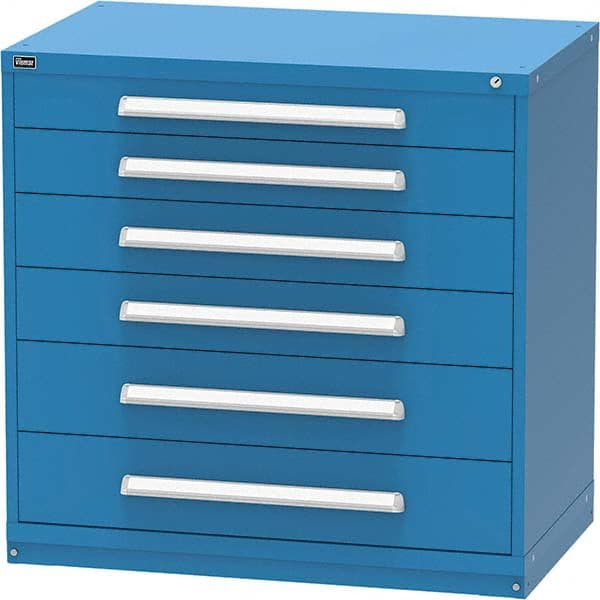 Vidmar - 6 Drawer, 45 Compartment Bright Blue Steel Modular Storage Cabinet - Exact Tooling