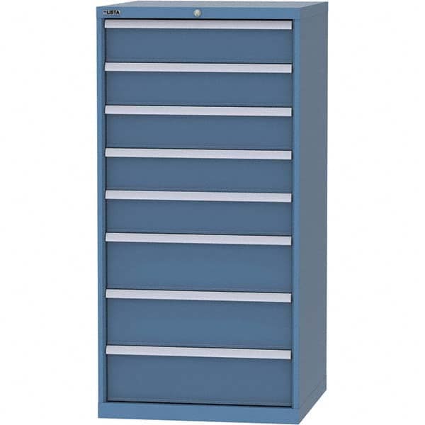LISTA - 8 Drawer, 45 Compartment Bright Blue Steel Modular Storage Cabinet - Exact Tooling