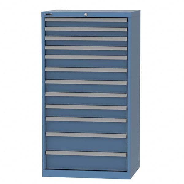 LISTA - 12 Drawer, 124 Compartment Bright Blue Steel Modular Storage Cabinet - Exact Tooling
