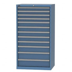 LISTA - 12 Drawer, 124 Compartment Bright Blue Steel Modular Storage Cabinet - Exact Tooling