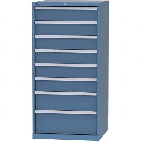 LISTA - 8 Drawer, 45 Compartment Bright Blue Steel Modular Storage Cabinet - Exact Tooling