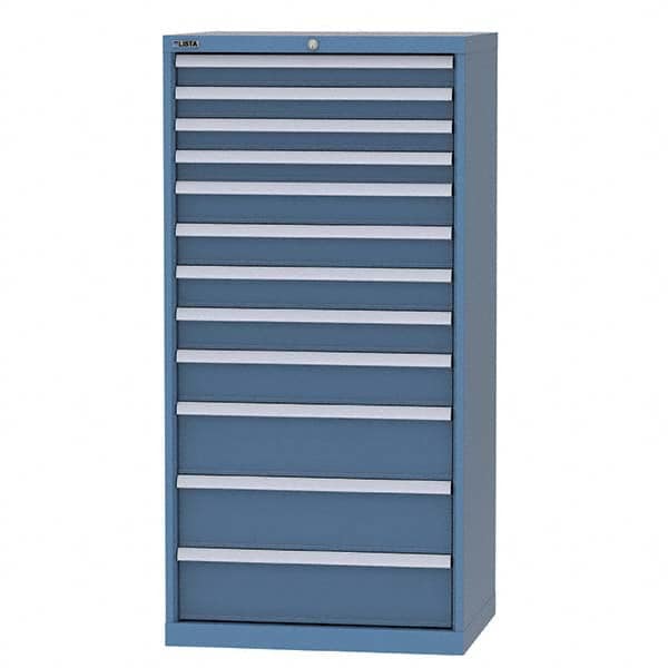LISTA - 11 Drawer, 93 Compartment Bright Blue Steel Modular Storage Cabinet - Exact Tooling